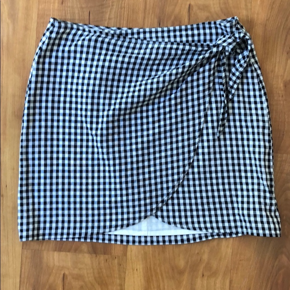 Madewell check wrap skirt
